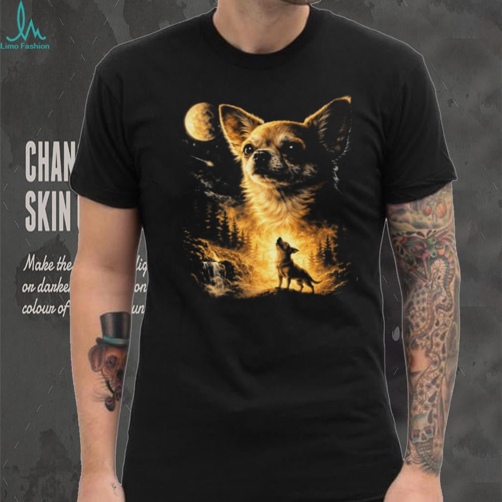 Majestic Chihuahua Moon & Forest Landscape Graphic T Shirt