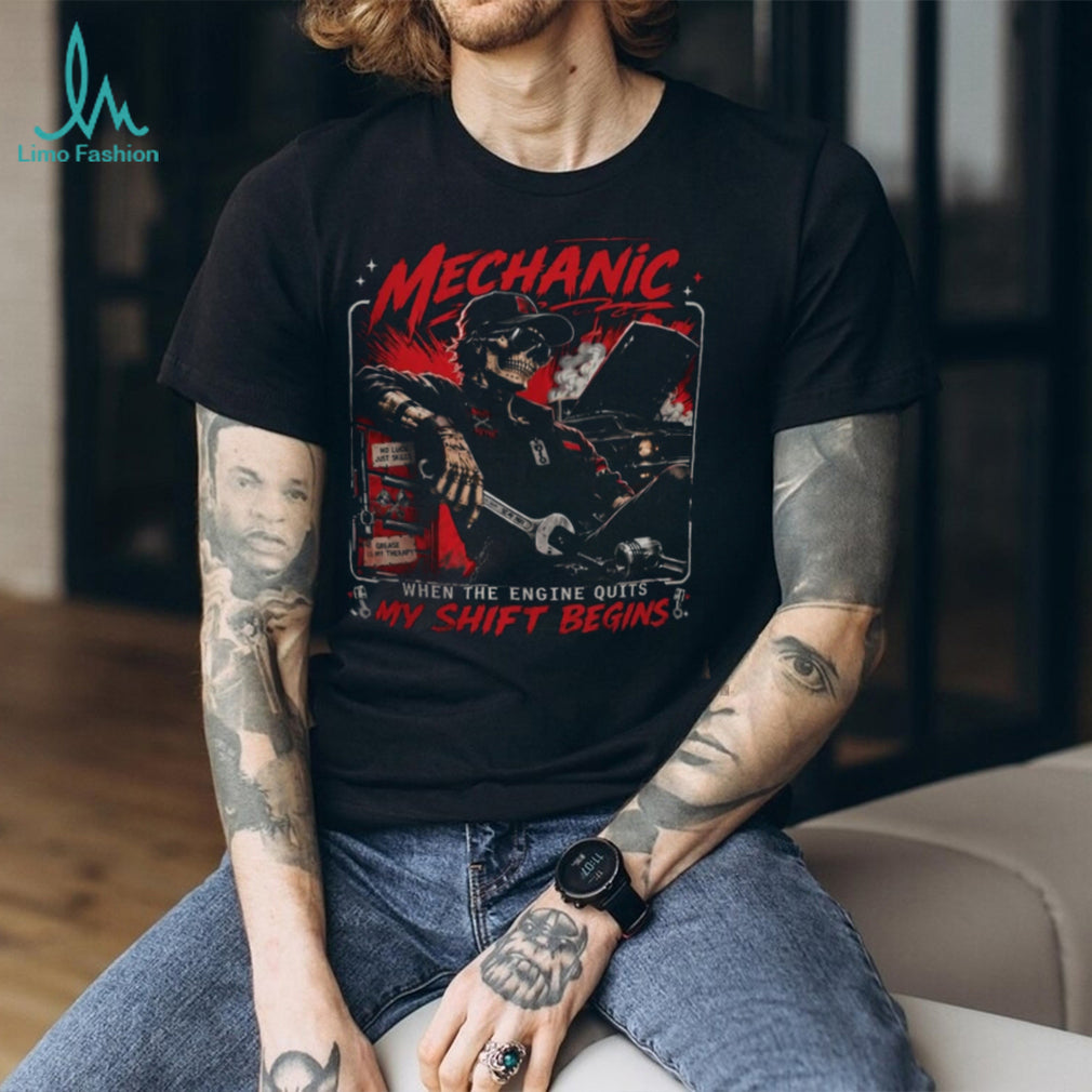 Mechanic Skeleton Grease Is My Therapy Car Repair shirt