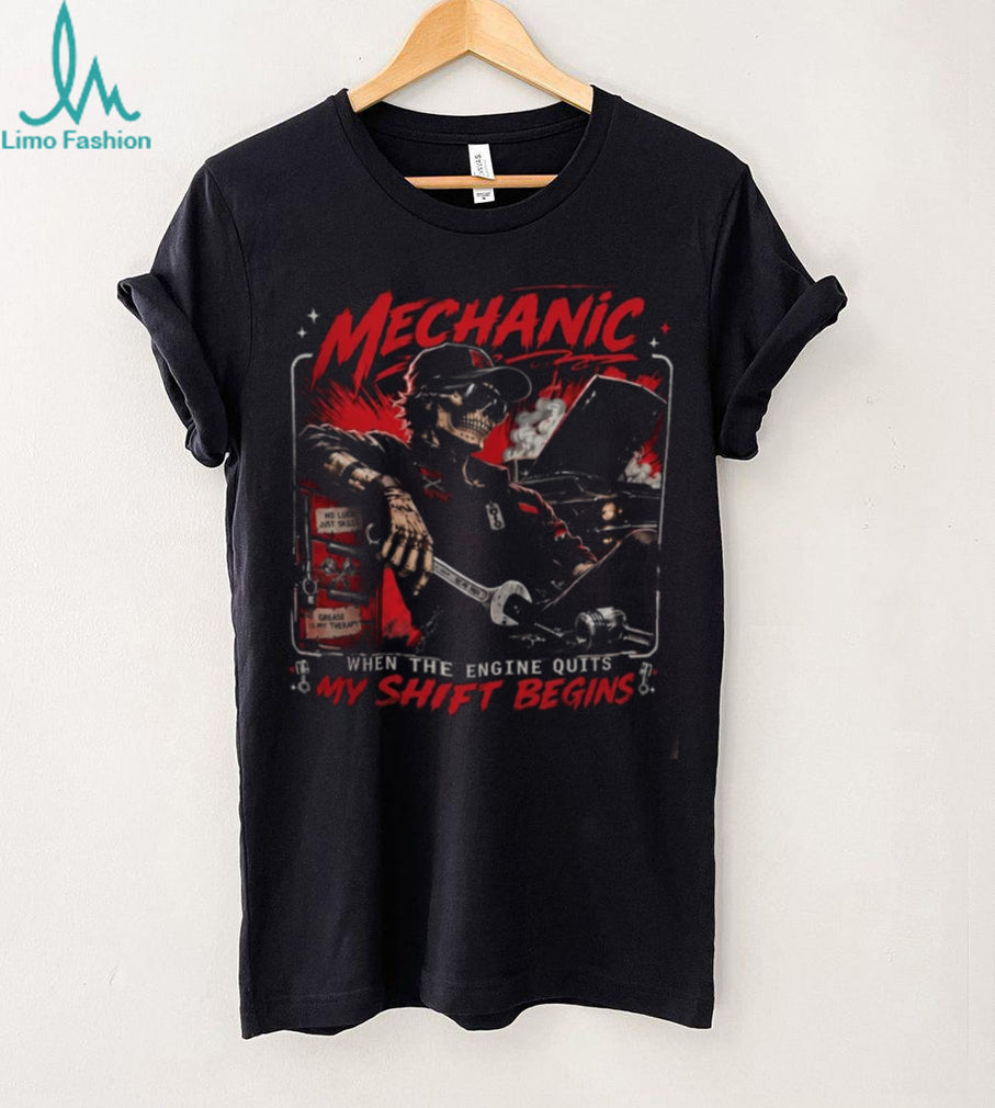 Mechanic Skeleton Grease Is My Therapy Car Repair shirt