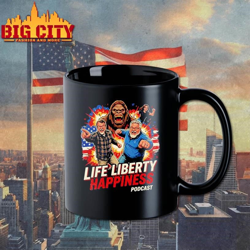 Media Squatch Life Liberty Happiness Bigfoot Team Shirt