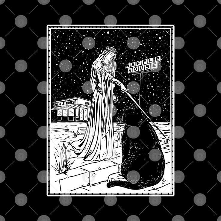 Medieval Cat Waffle House Tarot Style T Shirt