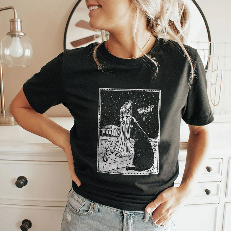 Medieval Cat Waffle House Tarot Style T Shirt