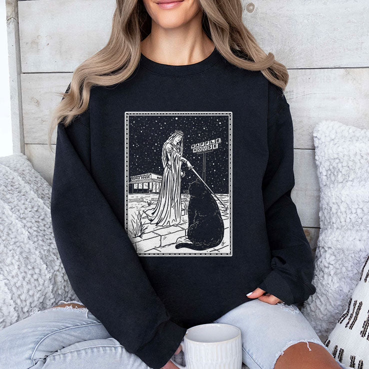 Medieval Cat Waffle House Tarot Style T Shirt
