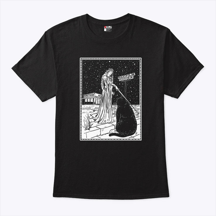 Medieval Cat Waffle House Tarot Style T Shirt