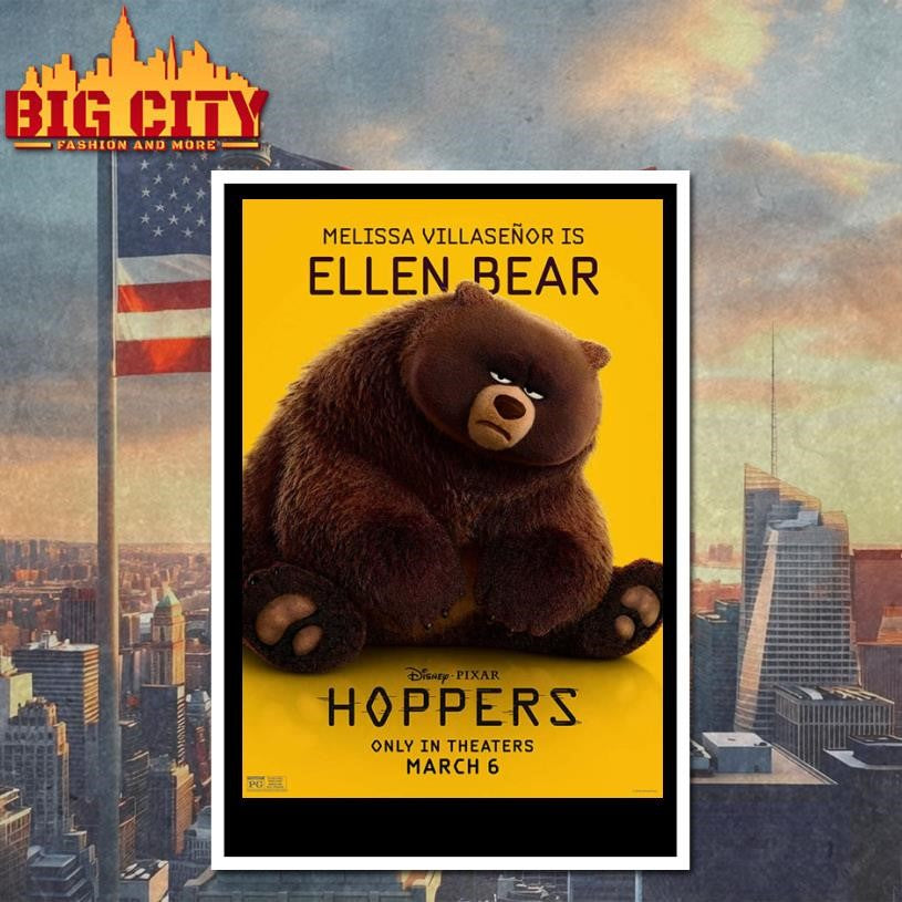Melissa Villasenor Is Ellen Bear Character Poster For Hoppers Only In Theaters March 6 2026 Poster Shirt