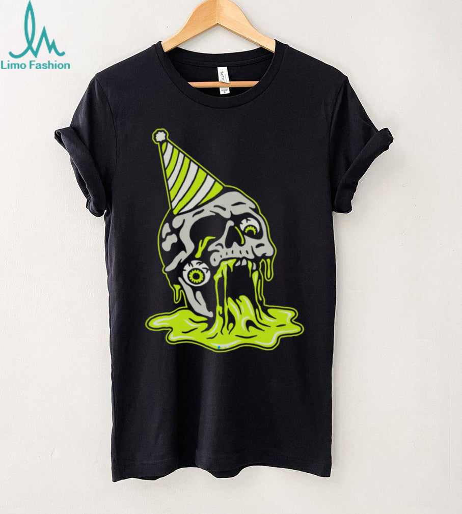Melting Skull Party Hat Neon Slime Alternative Art T Shirt