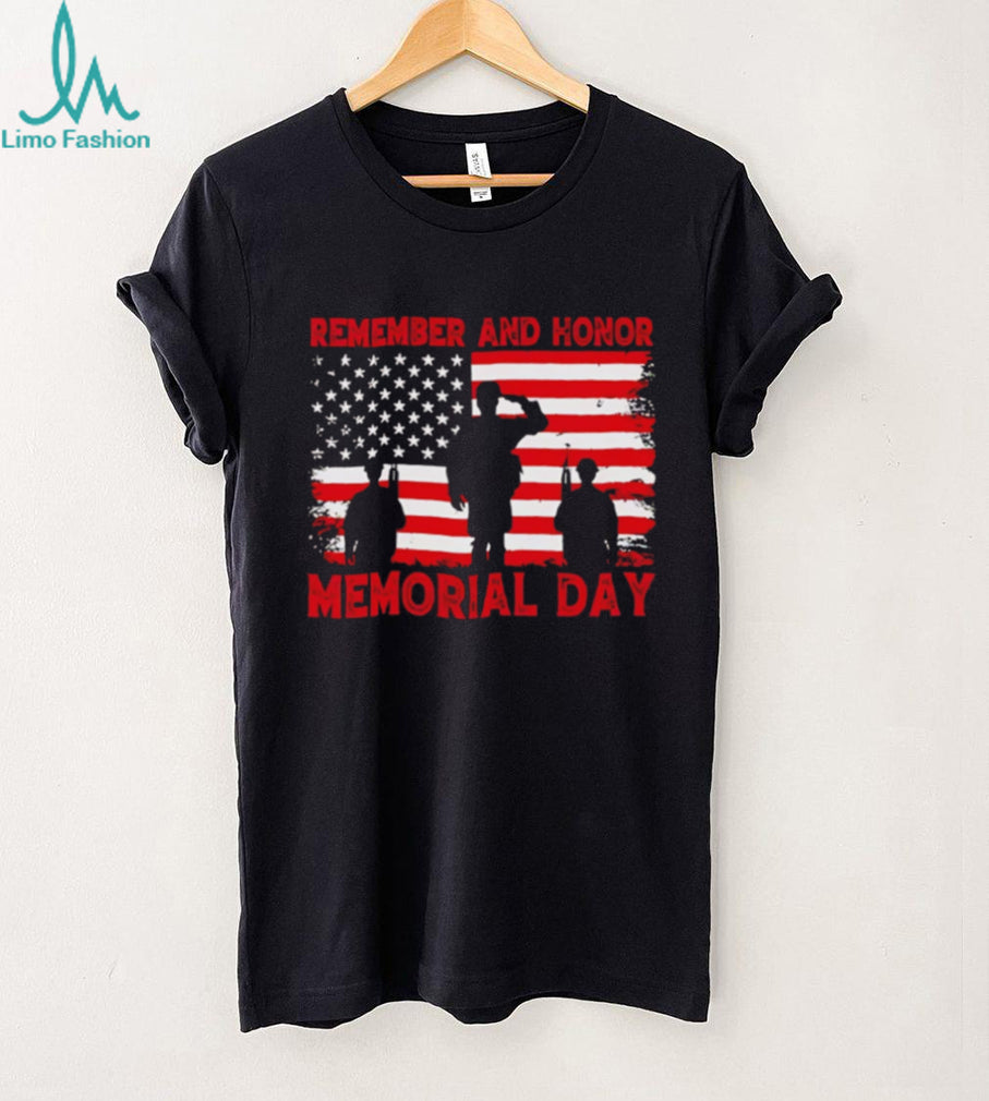 Memorial Day Remember and Honor American Flag Soldier T Shirt