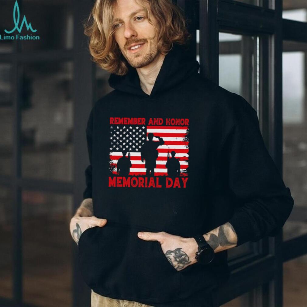 Memorial Day Remember and Honor American Flag Soldier T Shirt