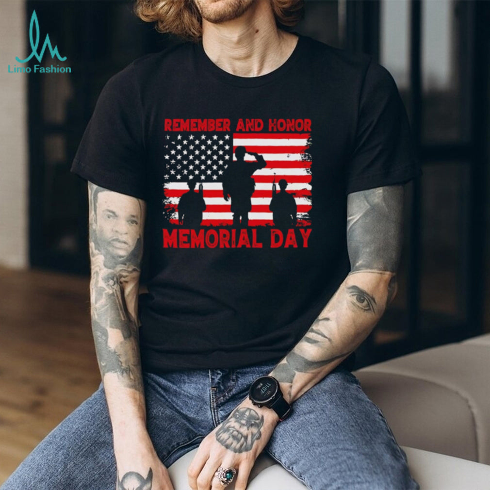 Memorial Day Remember and Honor American Flag Soldier T Shirt