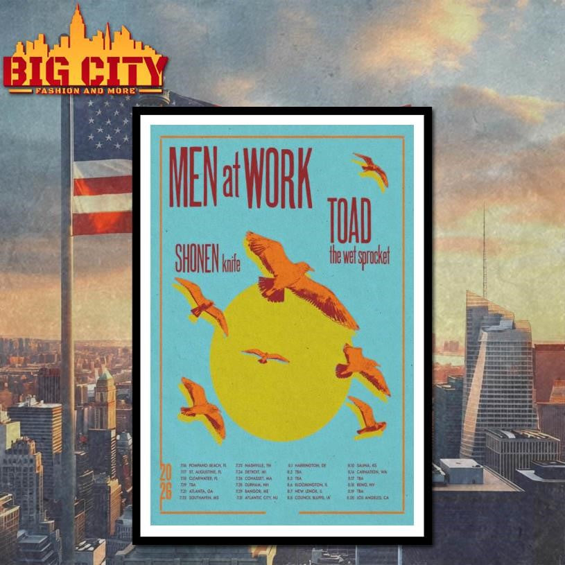 Men At Work with Toad the Wet Sprocket and Shonen Knife Summer 2026 US Tour Poster Shirt