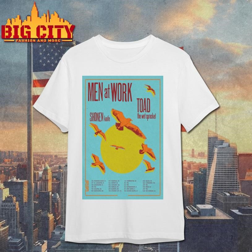 Men At Work with Toad the Wet Sprocket and Shonen Knife Summer 2026 US Tour Poster Shirt