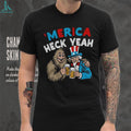 Merica Heck Yeah Uncle Sam and Bigfoot Drinking Beer Patriotic T Shirt