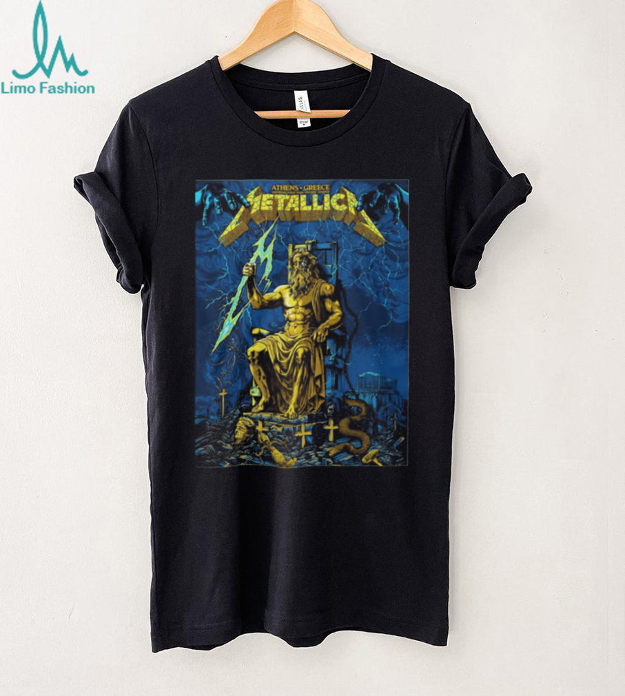 Metallica Athens Greece Tour Zeus Lighting Bolt Graphic Heavy Metal T Shirt
