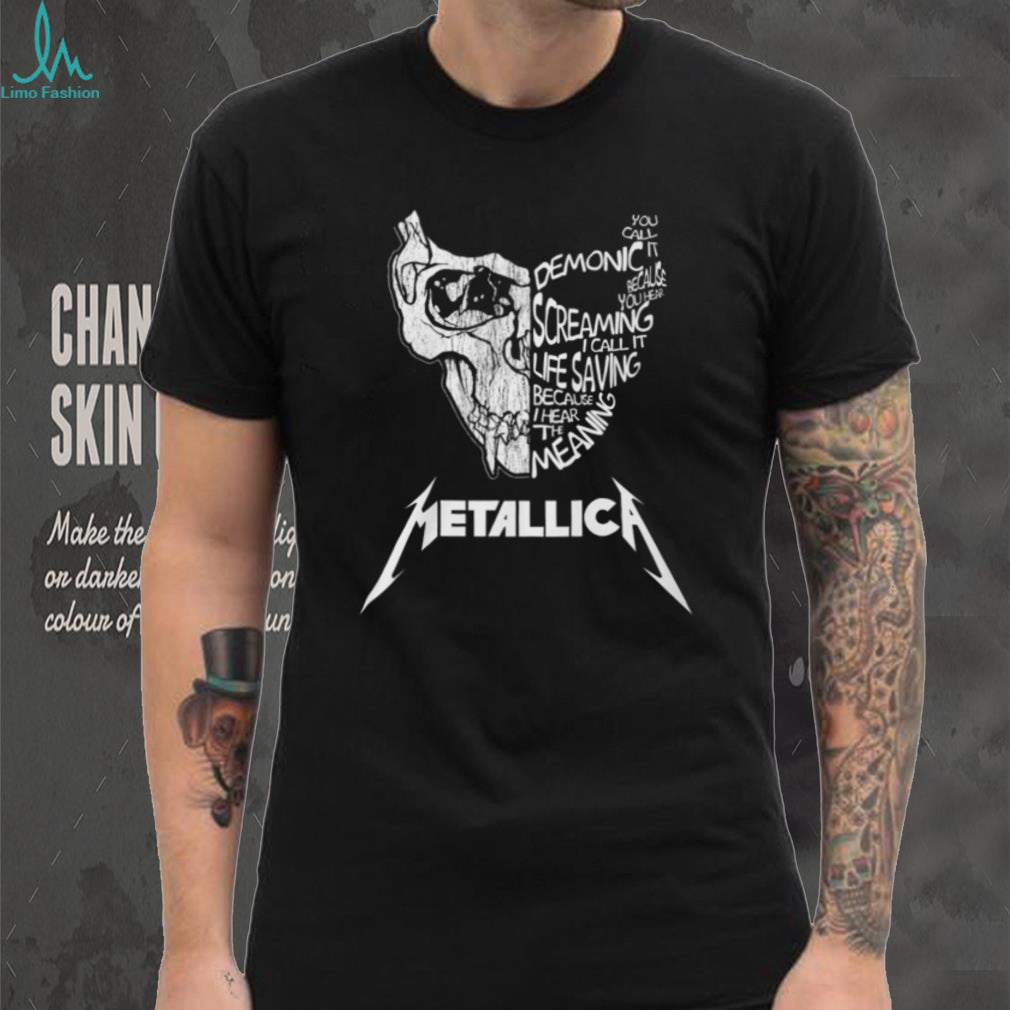 Metallica Demonic Screaming Skull Lyrics Artistic Black T Shirt