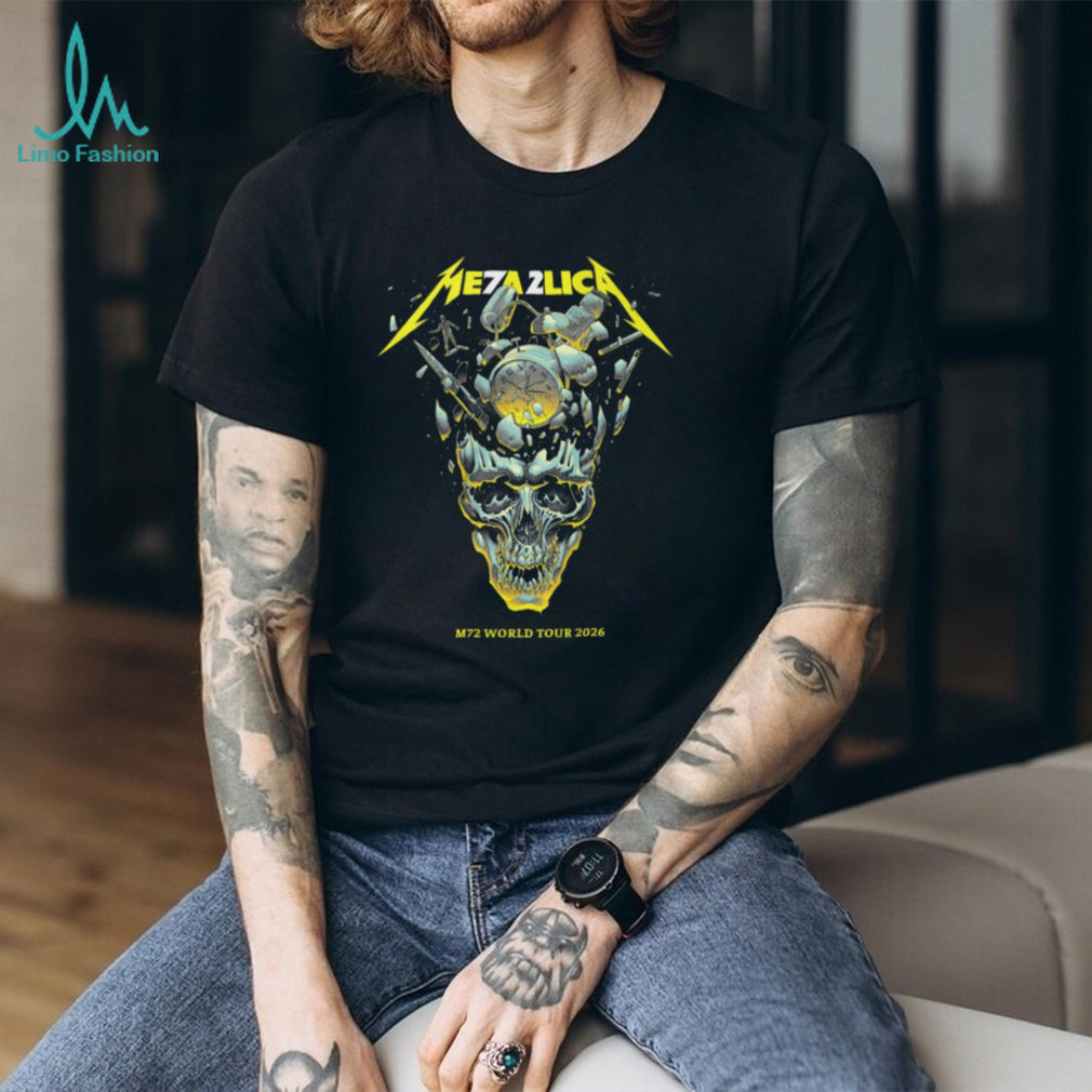 Metallica M72 World Tour 2026 Exploding Clock Skull Graphic T Shirt