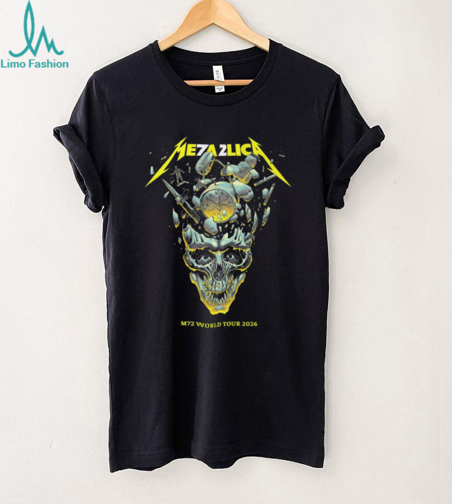 Metallica M72 World Tour 2026 Exploding Clock Skull Graphic T Shirt