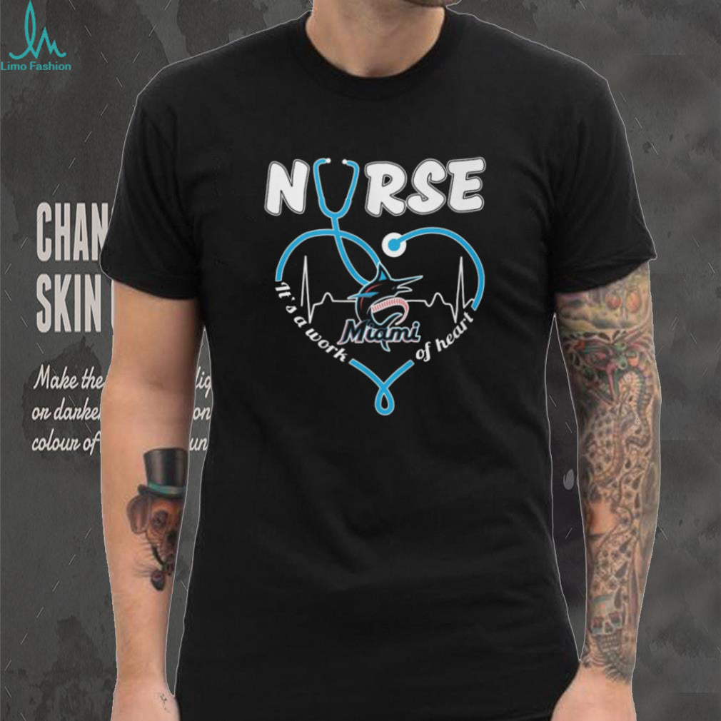Miami Baseball Nurse T Shirt Teal Stethoscope Heart Nursing Apparel