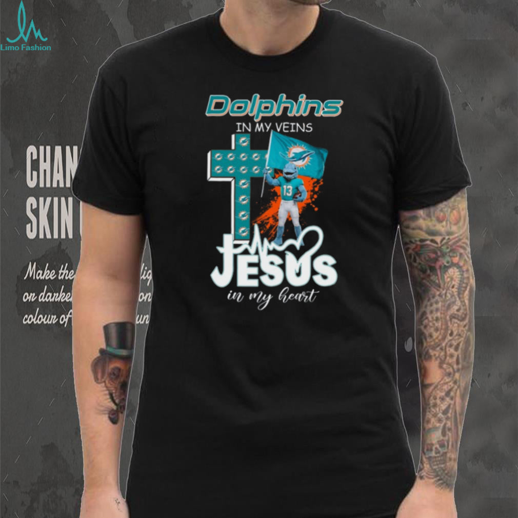 Miami Dolphins In My Veins Jesus In My Heart Christian Fan Coffee T Shirt