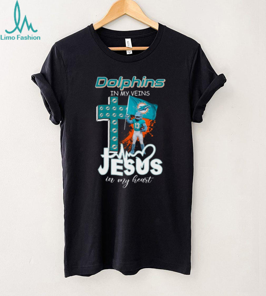 Miami Dolphins In My Veins Jesus In My Heart Christian Fan Coffee T Shirt