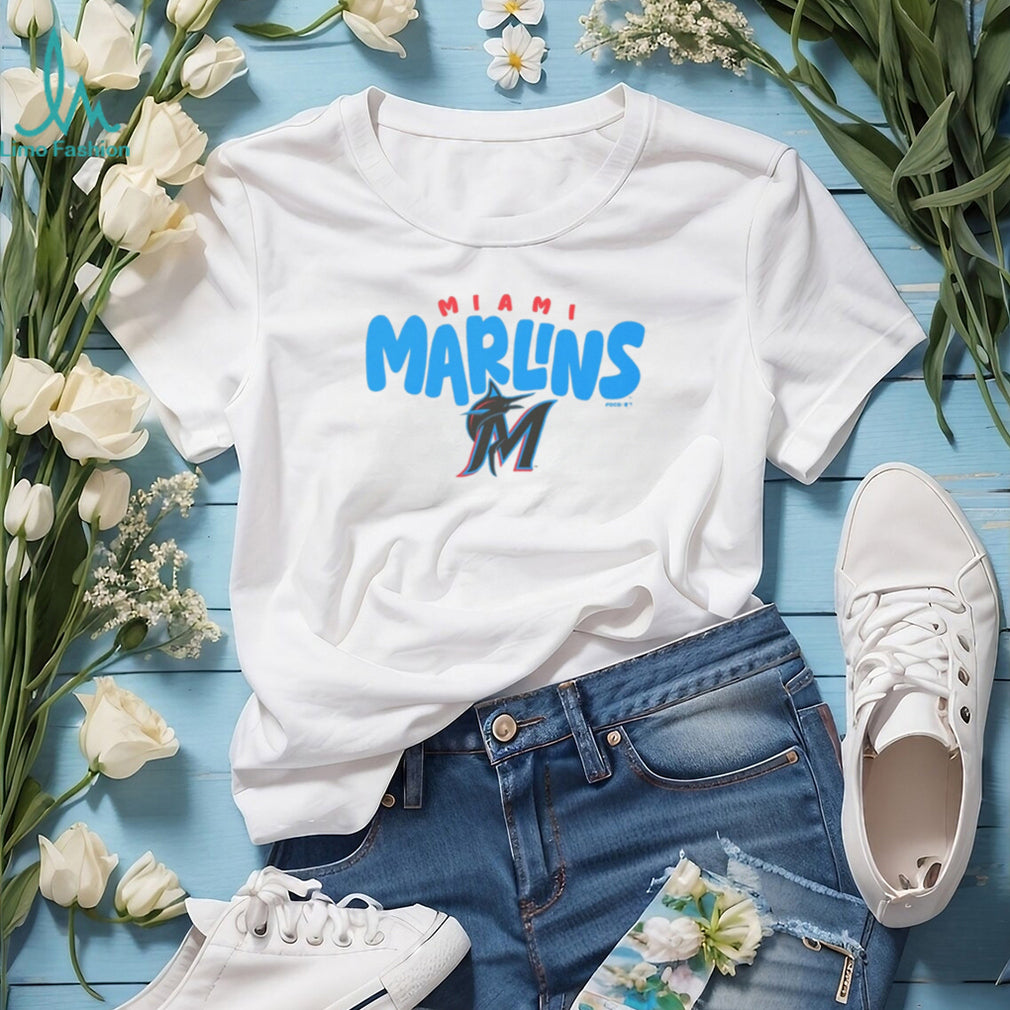 Miami Marlins Classic Bubble Font Heather Grey T shirt
