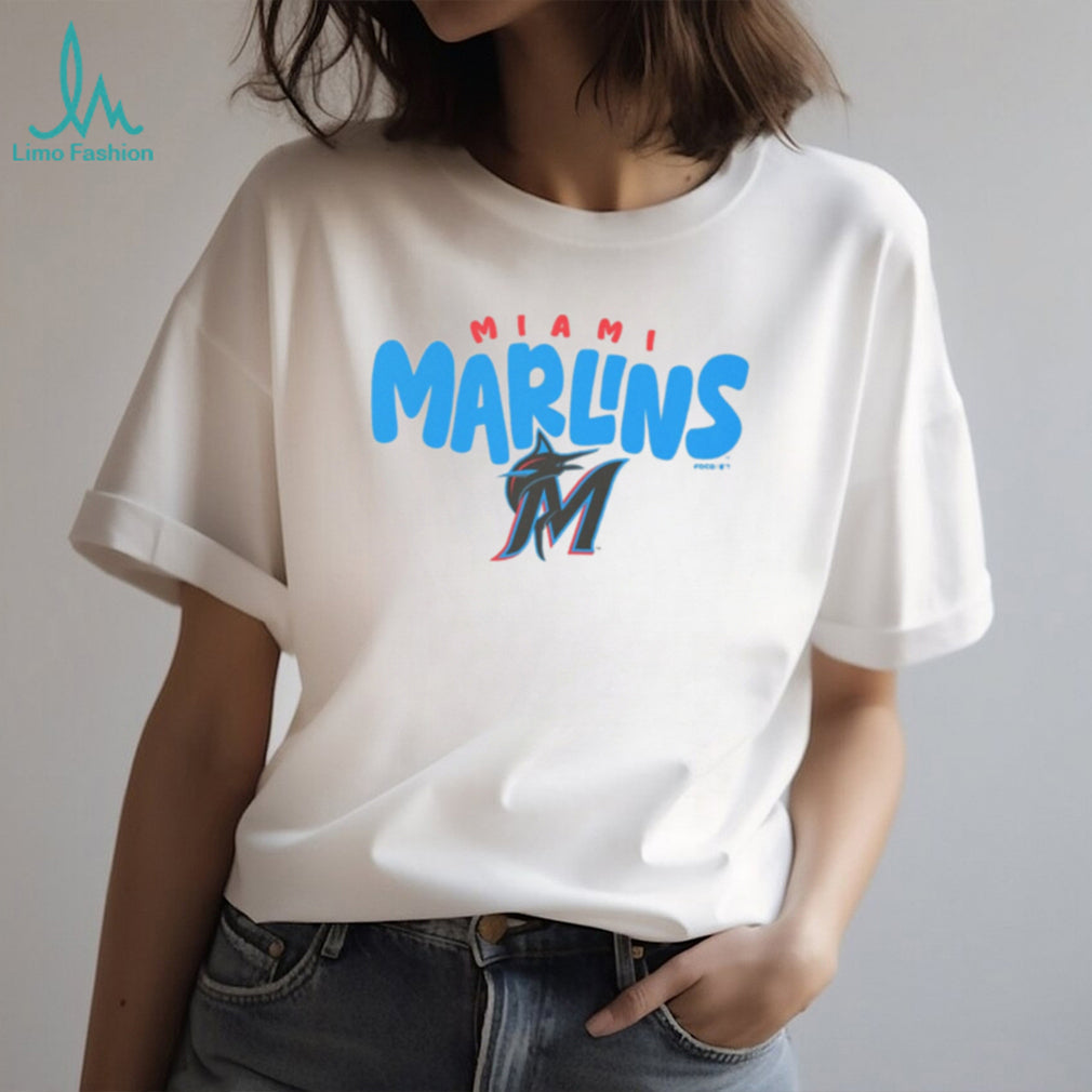 Miami Marlins Classic Bubble Font Heather Grey T shirt