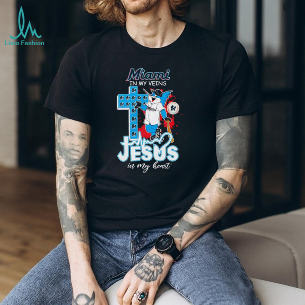 Miami Marlins “Miami In My Veins, Jesus In My Heart” Christian MLB Fan T Shirt