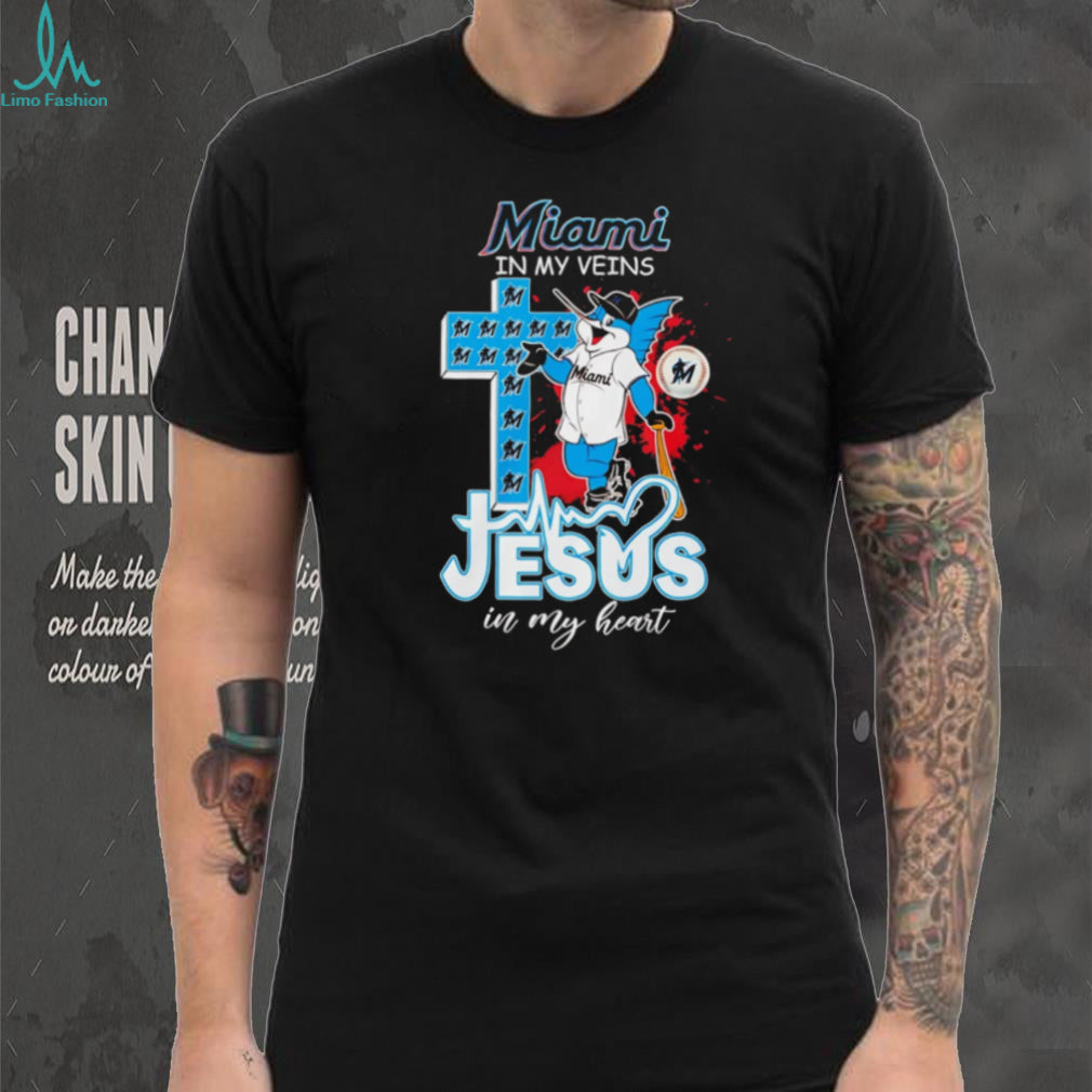 Miami Marlins “Miami In My Veins, Jesus In My Heart” Christian MLB Fan T Shirt