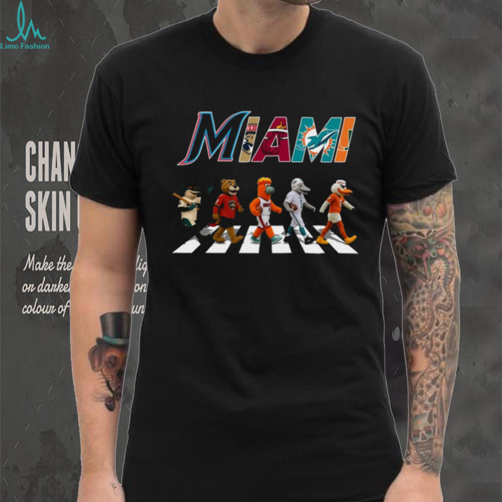 Miami Sports Teams Mascots Abbey Road Parody T Shirt