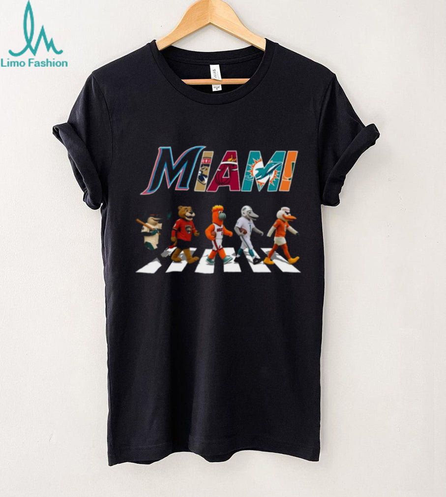 Miami Sports Teams Mascots Abbey Road Parody T Shirt