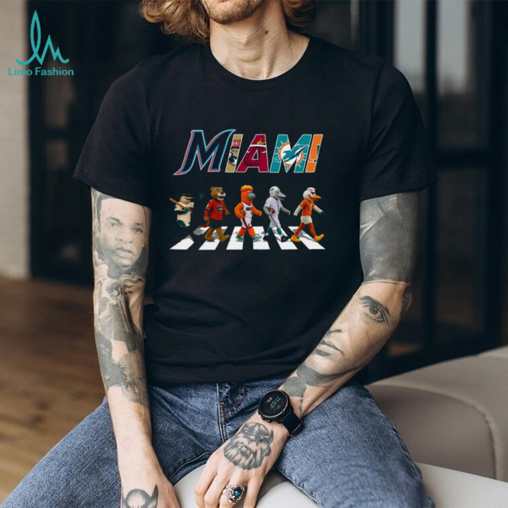 Miami Sports Teams Mascots Abbey Road Parody T Shirt