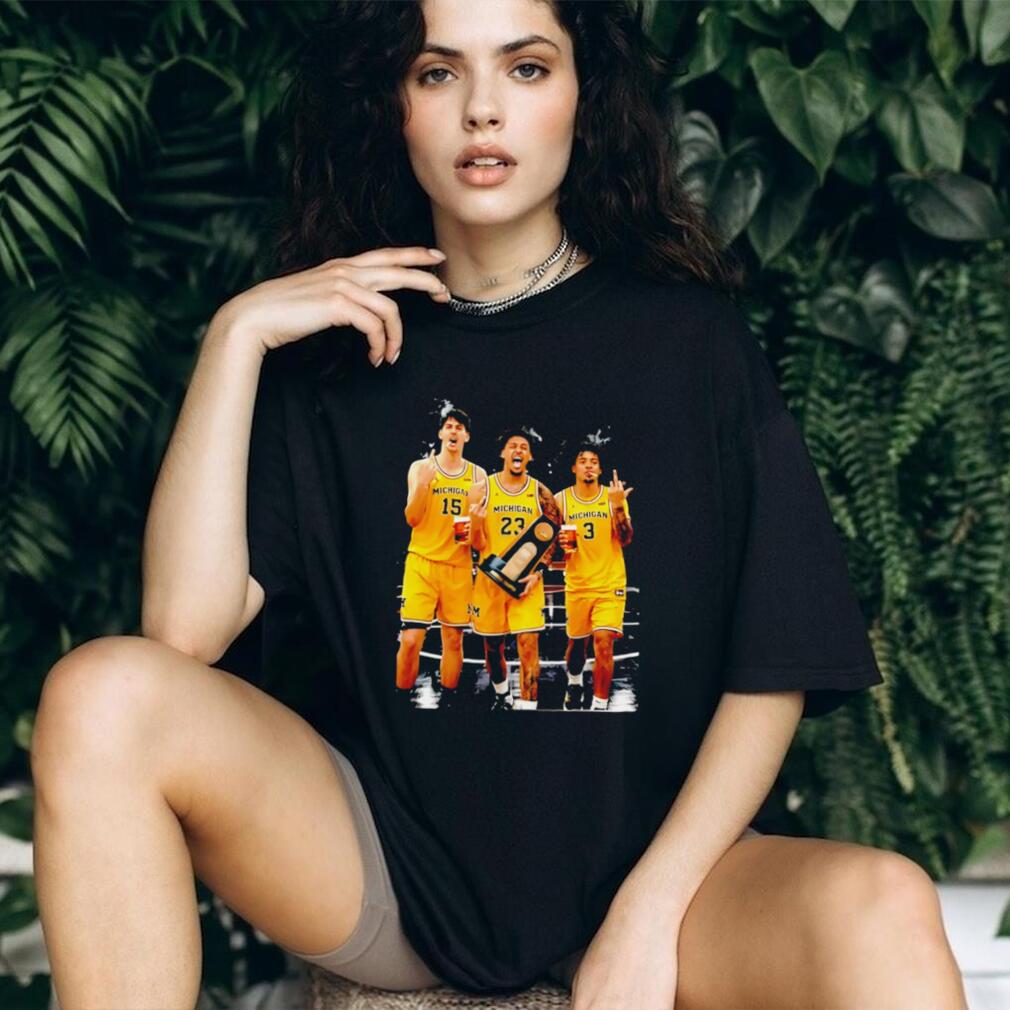 Michigan Basketball Champions Celebration Middle Finger Graphic T Shirt