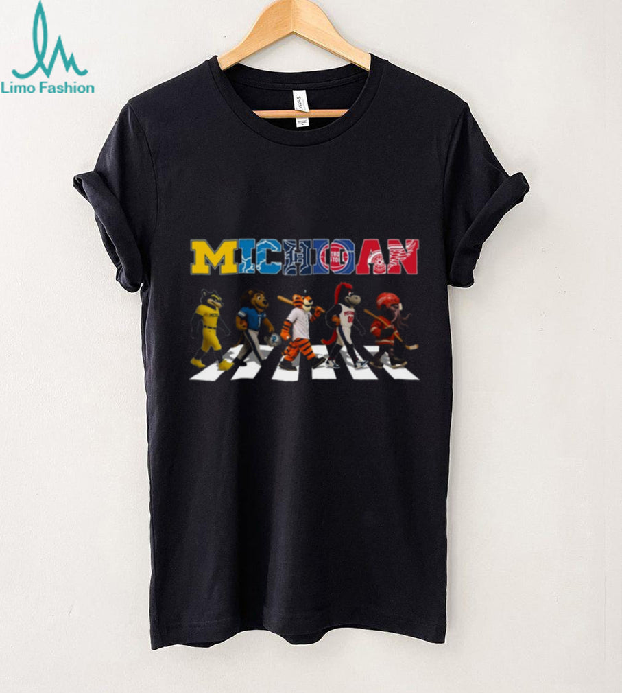 Michigan Sports Mascots Abbey Road Road Crossing Black T Shirt