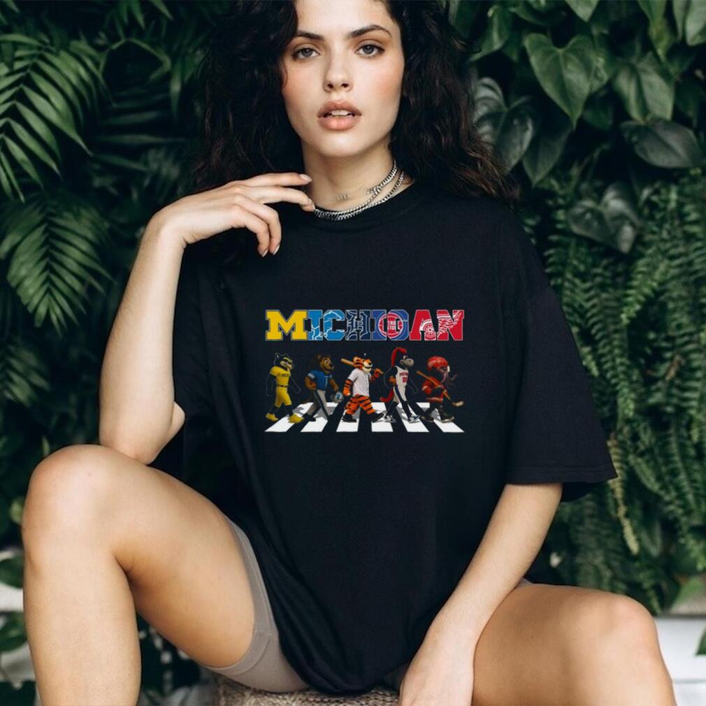 Michigan Sports Mascots Abbey Road Road Crossing Black T Shirt