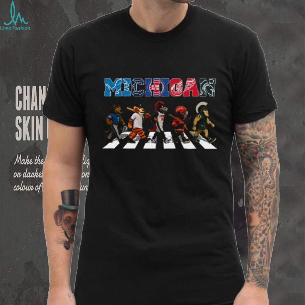 Michigan Sports Mascots Abbey Road Style Crossing T Shirt