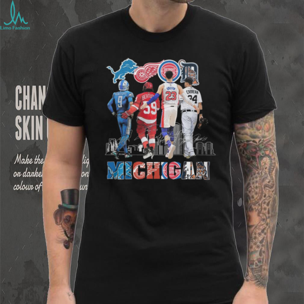 Michigan Sports Stars Signature T Shirt Stafford Bertuzzi Griffin Cabrera
