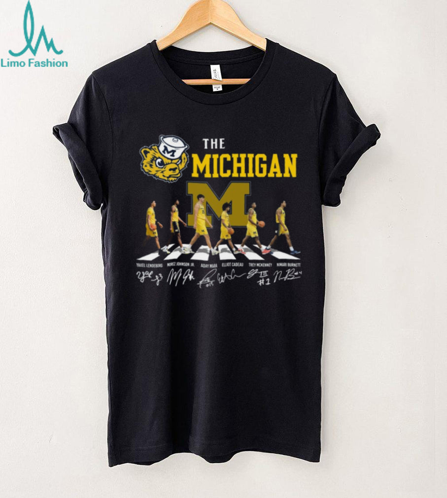 Michigan Wolverines Basketball Abbey Road Signatures Team Coffee T Shirt