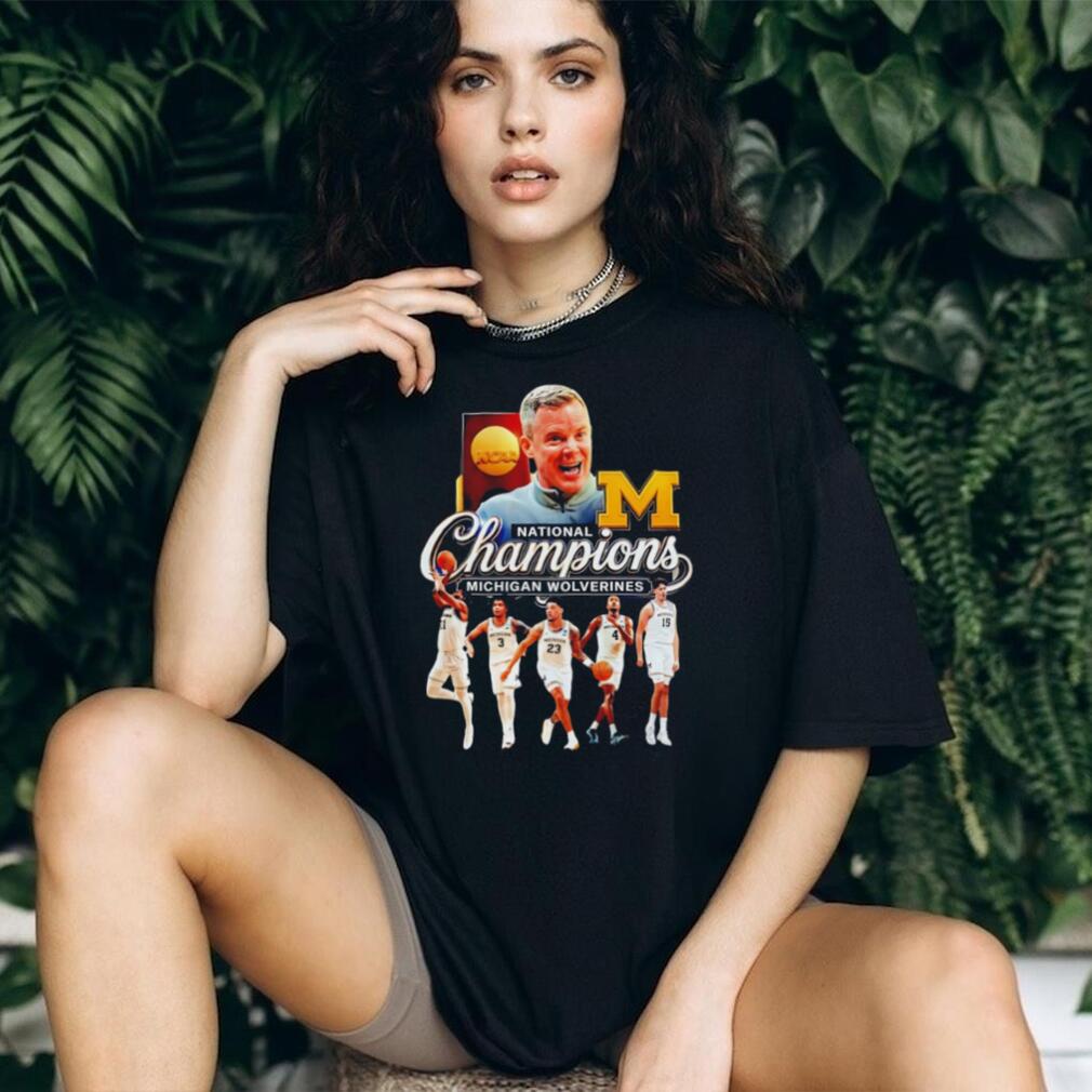 Michigan Wolverines Basketball National Champions Coach and Players Graphic T Shirt