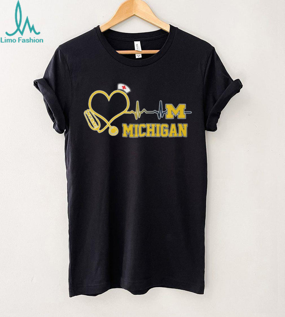 Michigan Wolverines Nurse Heartbeat Stethoscope T Shirt
