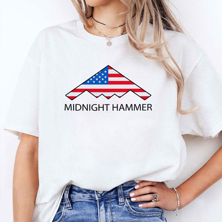 Midnight Hammer B-2 Stealth Jet American Flag T Shirt