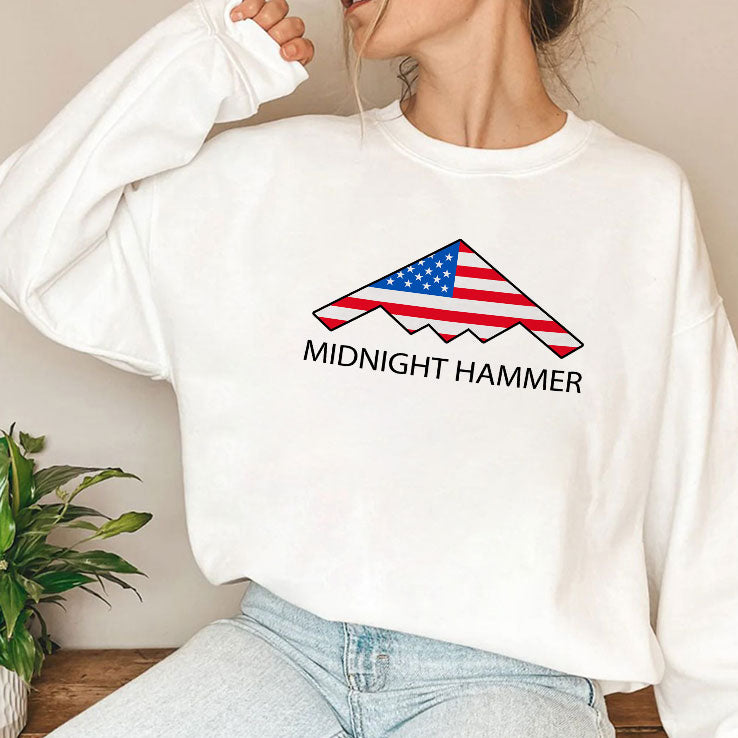 Midnight Hammer B-2 Stealth Jet American Flag T Shirt