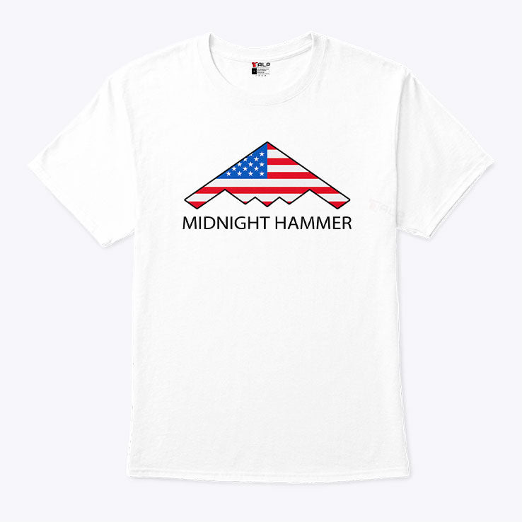 Midnight Hammer B-2 Stealth Jet American Flag T Shirt