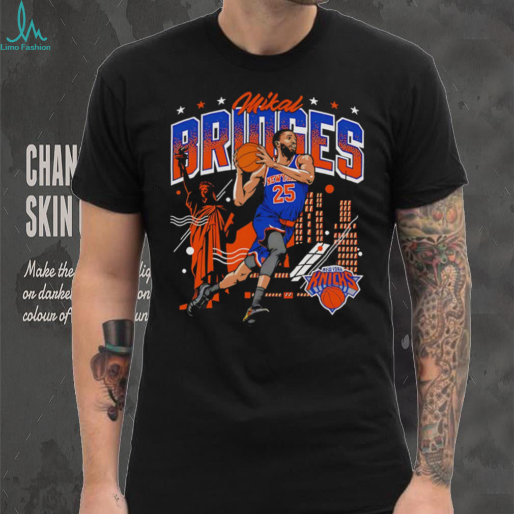Mikal Bridges New York Basketball Icon Vintage Style Graphic T Shirt