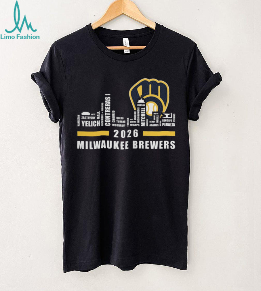 Milwaukee Brewers 2026 Roster Skyline T Shirt Yelich & Contreras