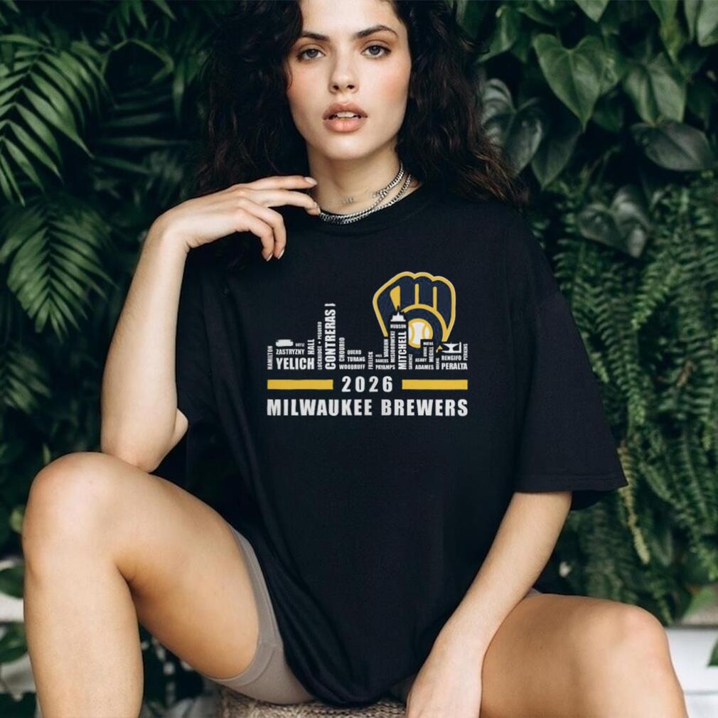 Milwaukee Brewers 2026 Roster Skyline T Shirt Yelich & Contreras