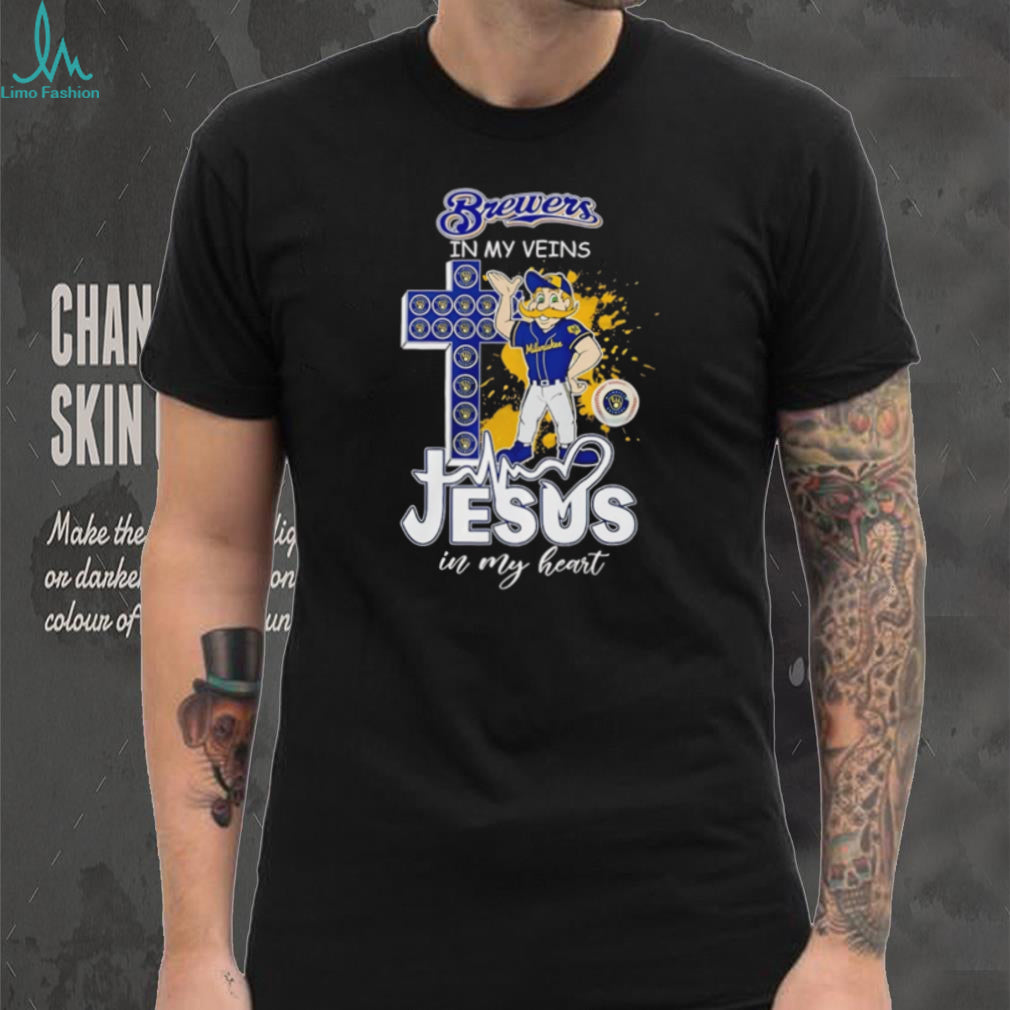 Milwaukee Brewers Baseball Jesus In My Heart Brewers In My Veins T Shirt