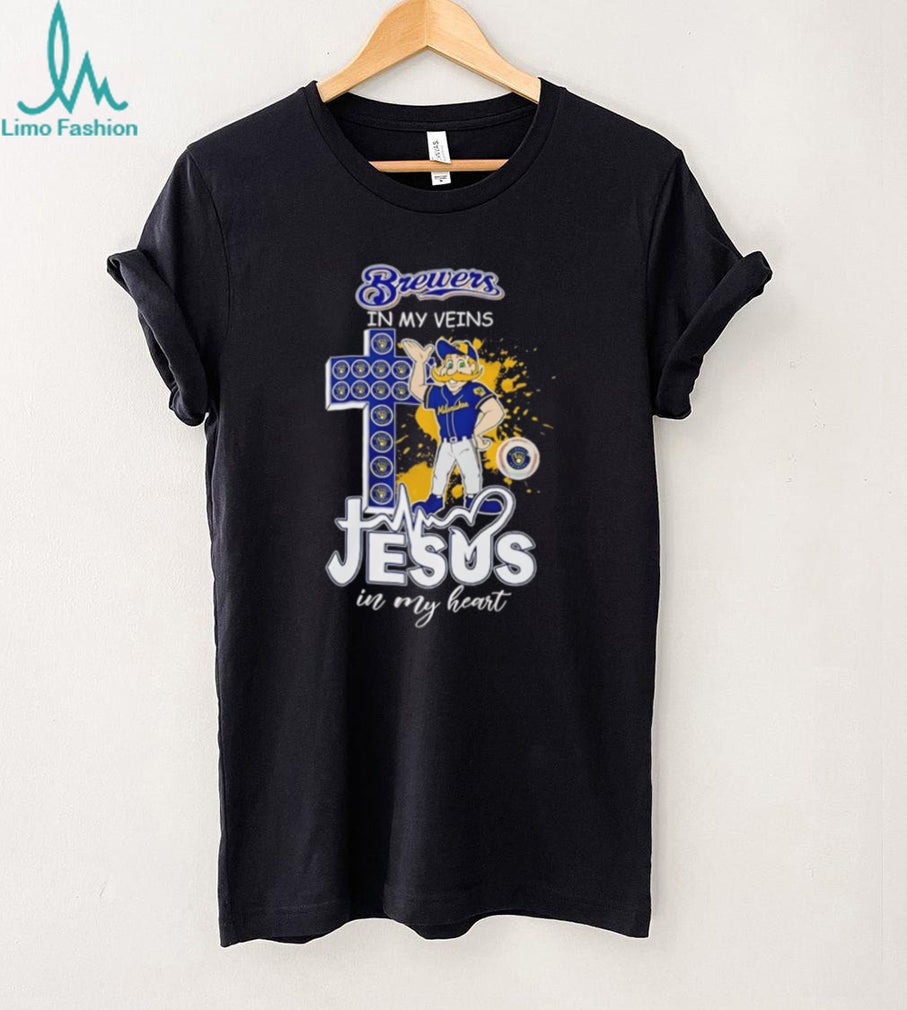 Milwaukee Brewers Baseball Jesus In My Heart Brewers In My Veins T Shirt
