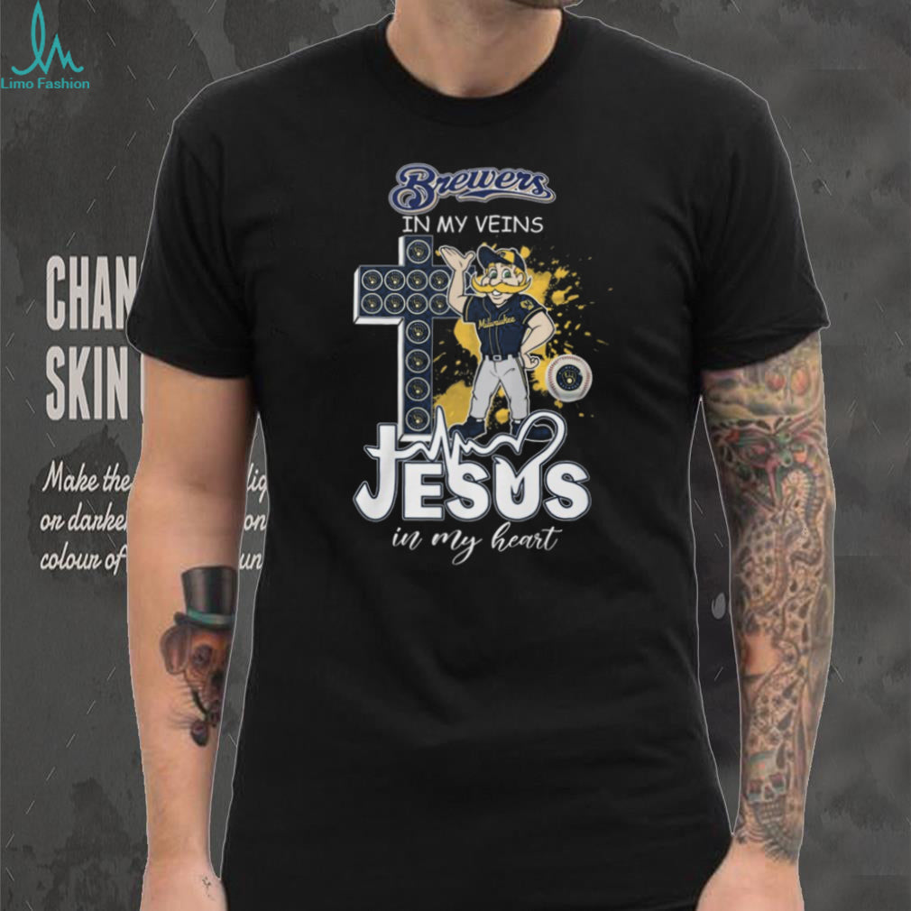 Milwaukee Brewers In My Veins Jesus In My Heart Baseball T Shirt