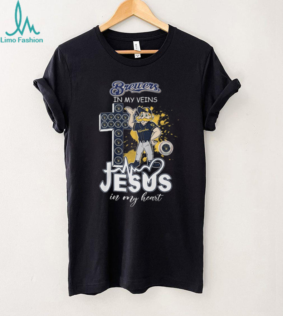 Milwaukee Brewers In My Veins Jesus In My Heart Baseball T Shirt