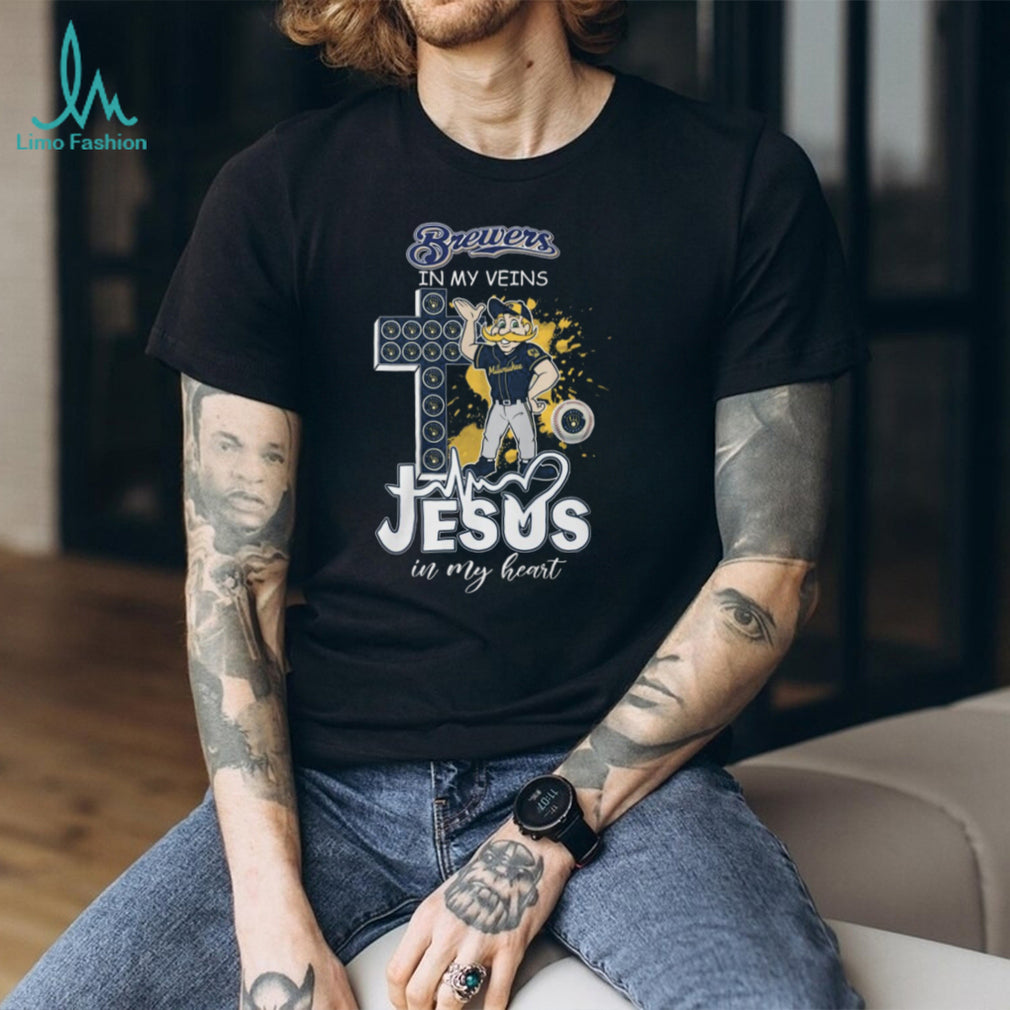 Milwaukee Brewers In My Veins Jesus In My Heart Baseball T Shirt