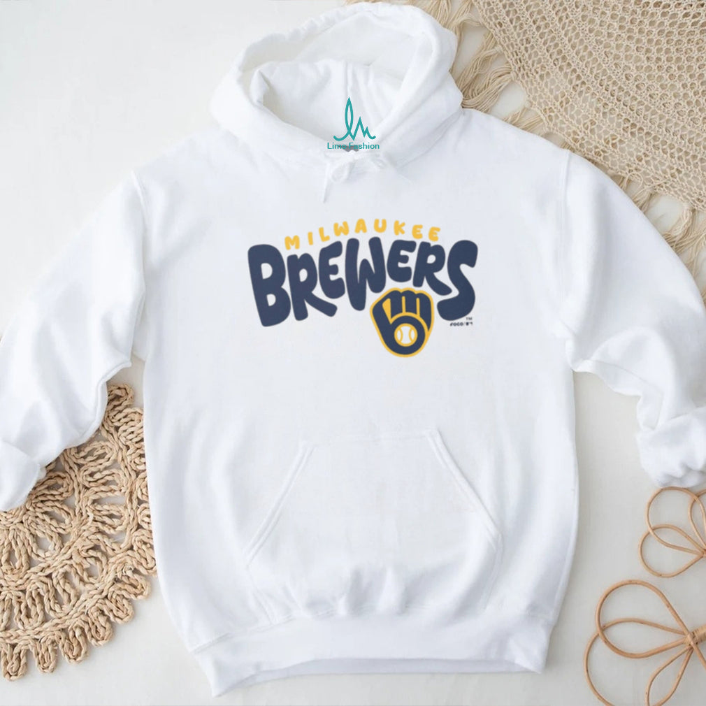 Milwaukee Brewers M Glove Logo Retro Oatmeal Crewneck